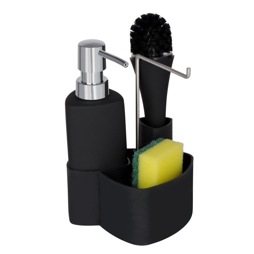 WENKO 3620127800 - Conjunto de limpeza EMPIRE 11x19 cm preto/prateado