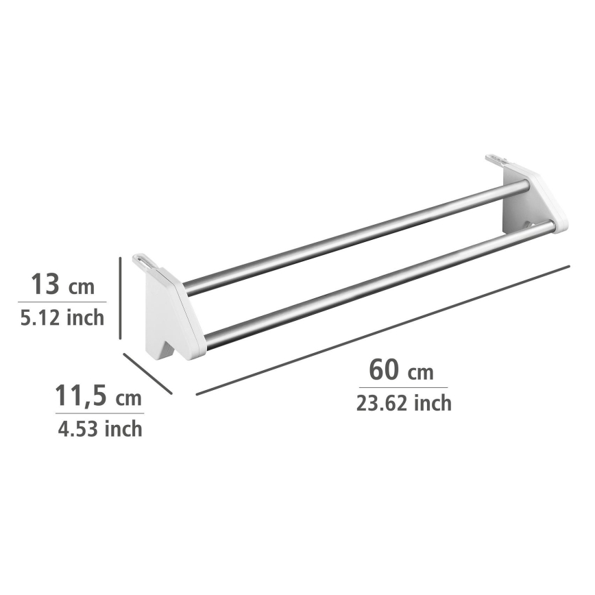 WENKO 3703100 - Estendal de roupa TWIN 60x13 cm prateado/branco