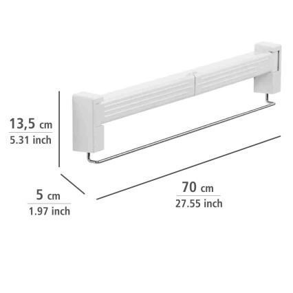 WENKO 3770013100 - Estendal de roupa BUTTERFLY 70x13,5 cm prateado/branco