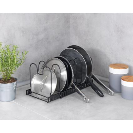 WENKO 53149100 - Suporte para tampas e panelas 18x18 cm preto