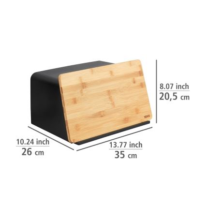WENKO 54098100 - Caixa para pão KUBO 35x26,5 cm preto/castanho