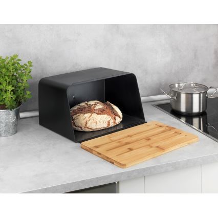 WENKO 54098100 - Caixa para pão KUBO 35x26,5 cm preto/castanho