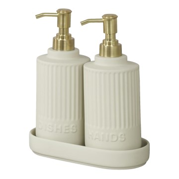 WENKO 54651100 - Dispensador de sabão HEIDI 19x21 cm creme/dourado/branco