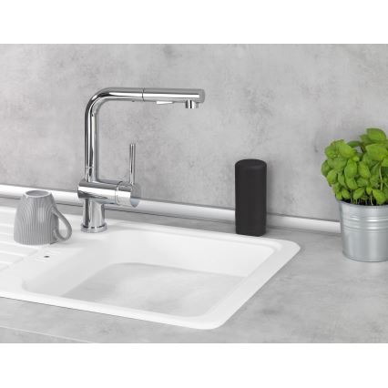 WENKO 54675100 - Dispensador de sabão EASY SQUEEZ-E 6x14 cm preto