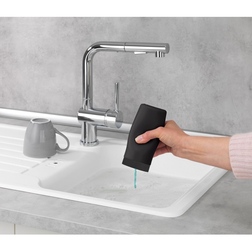 WENKO 54675100 - Dispensador de sabão EASY SQUEEZ-E 6x14 cm preto