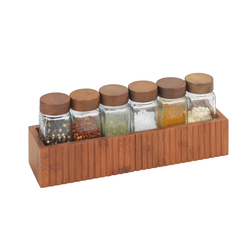 WENKO 54942100 - Suporte para frascos de especiarias MERA 30x8 cm castanho