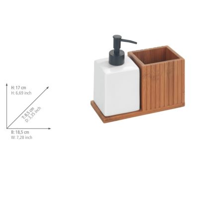 WENKO 54944100 - Dispensador de sabão MERA 18,5 x 17 cm castanho