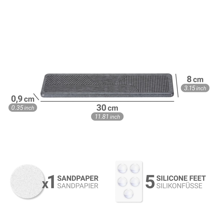 WENKO 54957100 - Tapete escorredor DAMON 30x8 cm cinzento