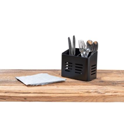 WENKO 55024100 - Cesto para talheres BLACK OUTDOOR KITCHEN 16 x 13,5 cm, preto