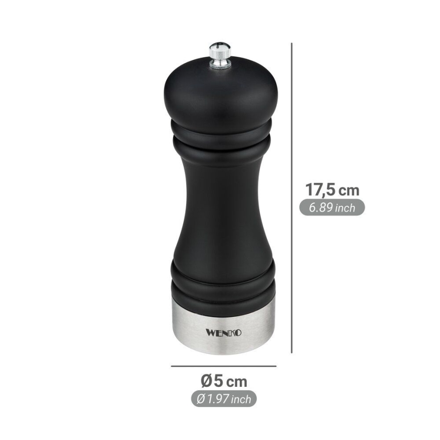 WENKO 55083100-Moedor de pimenta BLACK OUTDOOR KITCHEN 5x17,5 cm preto/branco