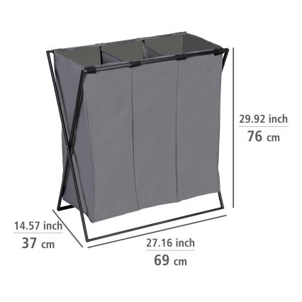 WENKO 71297800 - Cesto para roupa TRIO 69x76 cm cinzento/preto