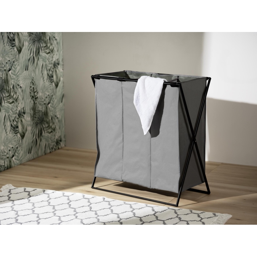 WENKO 71297800 - Cesto para roupa TRIO 69x76 cm cinzento/preto