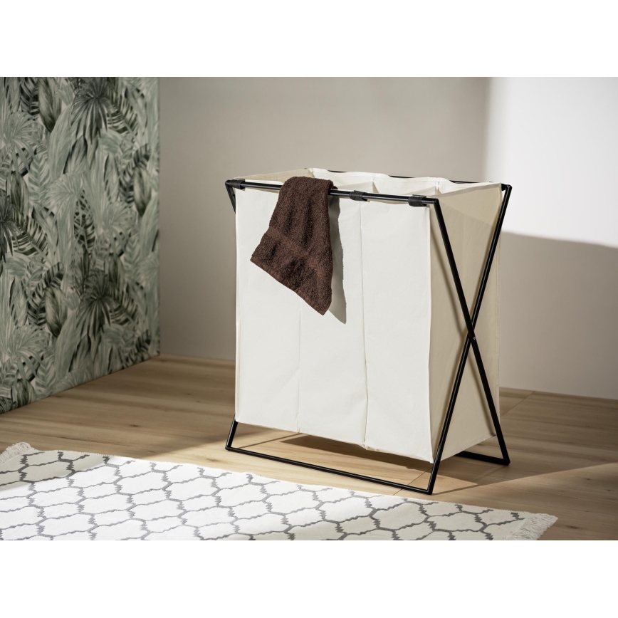 WENKO 71298800 - Cesto para roupa TRIO 69x76 cm creme/preto