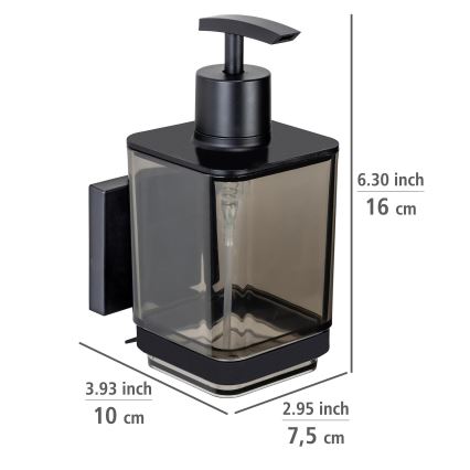 WENKO 71444800 - Dispensador de sabão VACUUM-LOC QUADRO ED 7,5x16 cm preto