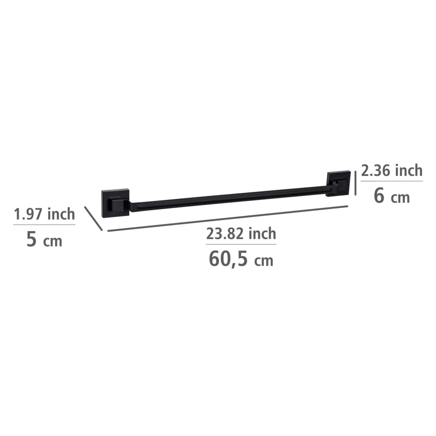 WENKO 71445800 - Barra para toalhas VACUUM-LOC QUADRO ED 60,5x6 cm preta