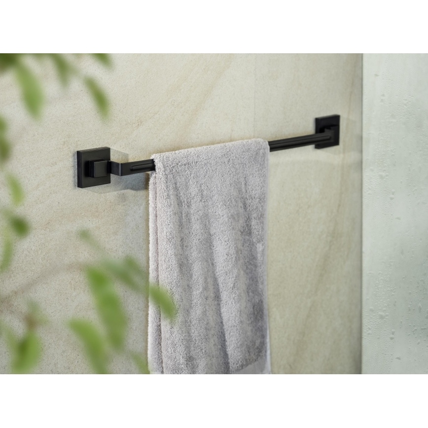 WENKO 71445800 - Barra para toalhas VACUUM-LOC QUADRO ED 60,5x6 cm preta