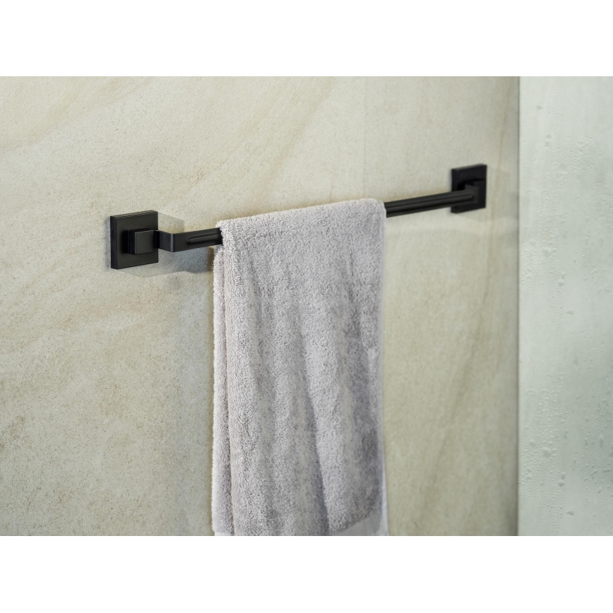 WENKO 71445800 - Barra para toalhas VACUUM-LOC QUADRO ED 60,5x6 cm preta