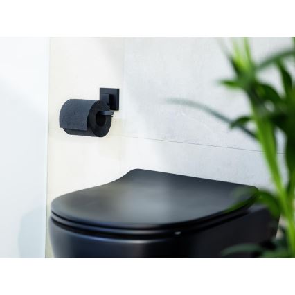 WENKO 71447800 - Suporte para papel higiénico VACUUM-LOC QUADRO ED 14x11 cm preto