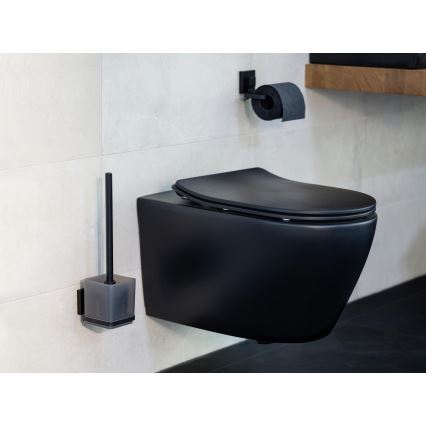 WENKO 71447800 - Suporte para papel higiénico VACUUM-LOC QUADRO ED 14x11 cm preto