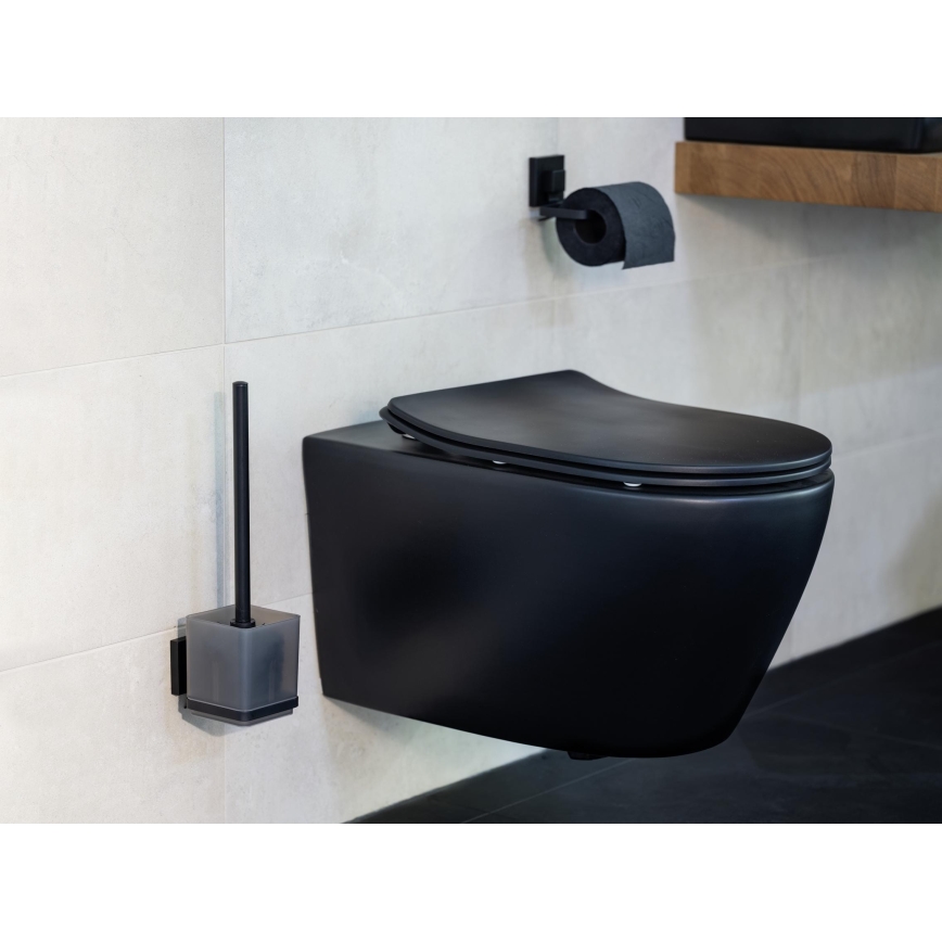 WENKO 71447800 - Suporte para papel higiénico VACUUM-LOC QUADRO ED 14x11 cm preto