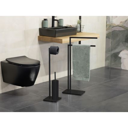 WENKO 71556800 - Conjunto para WC RECCO 20x71,5 cm, preto