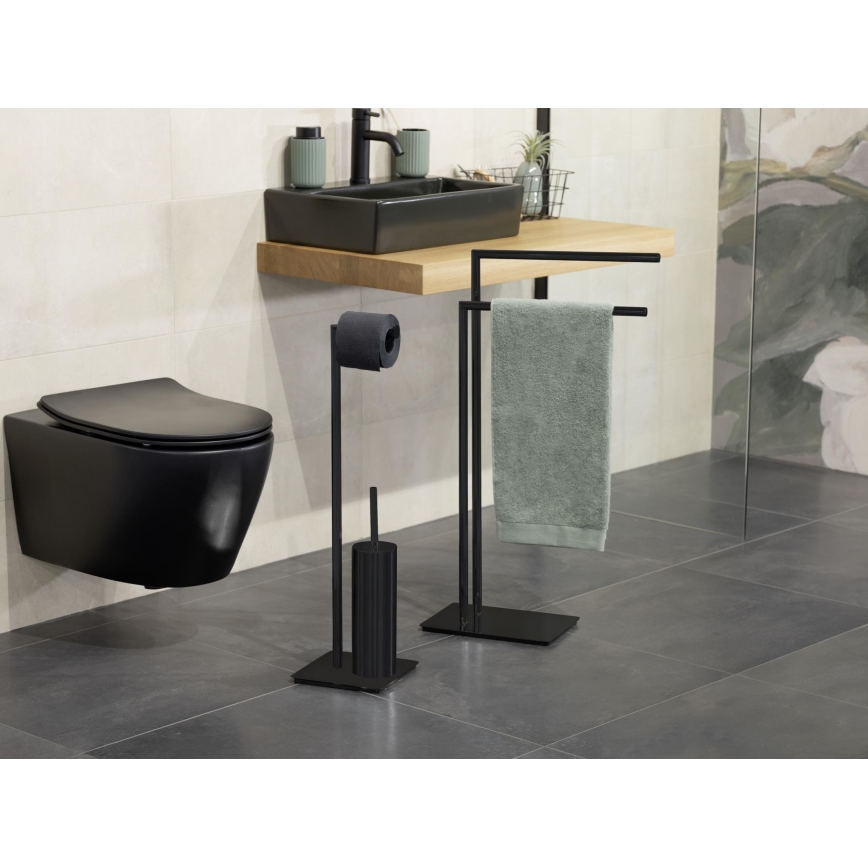 WENKO 71556800 - Conjunto para WC RECCO 20x71,5 cm, preto