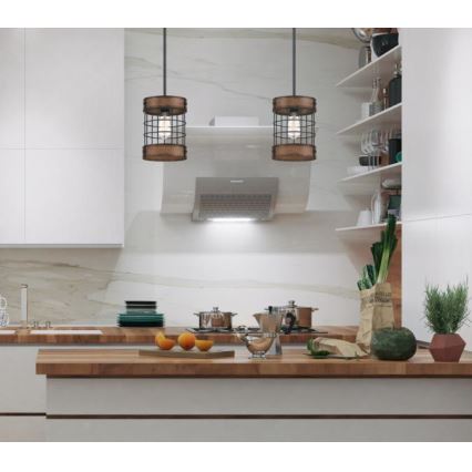Westinghouse 61179 - Lustre suspenso com cabo LANGSTON 1xE27/60W/230V Ø 19 cm, acabamento em madeira envelhecida