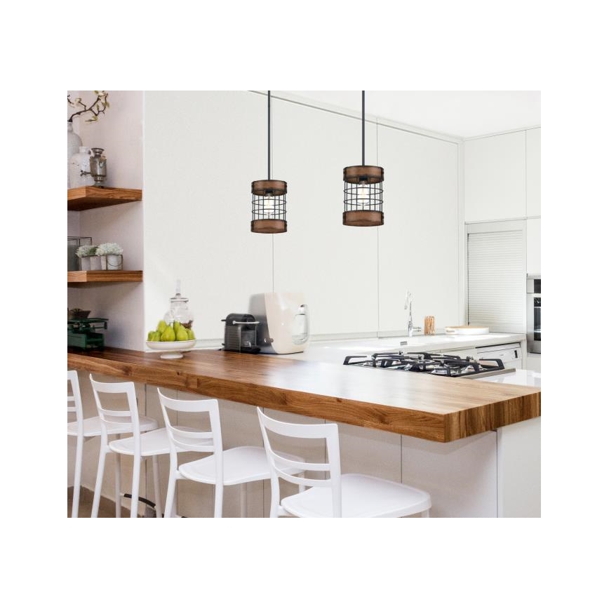 Westinghouse 61179 - Lustre suspenso com cabo LANGSTON 1xE27/60W/230V Ø 19 cm, acabamento em madeira envelhecida