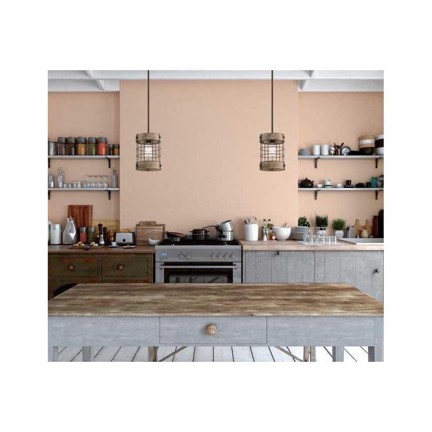 Westinghouse 61180 - Lustre suspenso em cabo LANGSTON 1xE27/60W/230V Ø 19 cm pinho