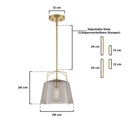 Westinghouse 61251 - Lustre com haste HALLEIN 1x E27/60W/230V Ø 28 cm