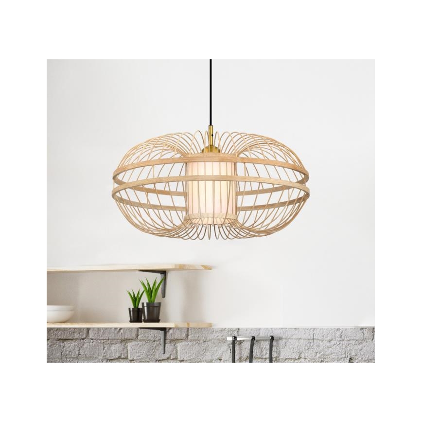 Westinghouse 61255 - Lustre suspenso por cabo TULCEA 1xE27/60W/230V diâmetro 50 cm bambu