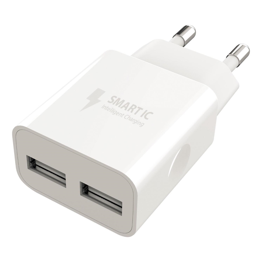 Winner Group - Adaptador de carregamento 2xUSB-A 12W branco