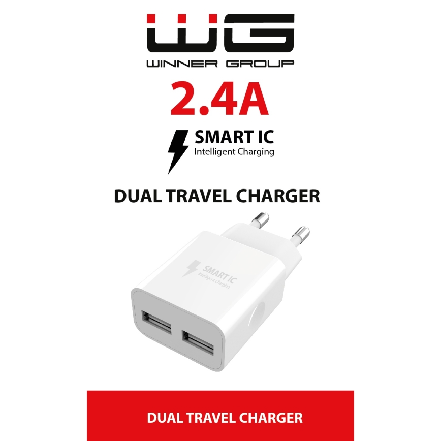 Winner Group - Adaptador de carregamento 2xUSB-A 12W branco