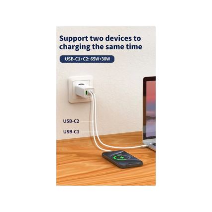 Winner Group - Adaptador de carregamento GaN 1xUSB-A + 2xUSB-C 100W branco