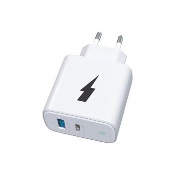 Winner Group - Adaptador de carregamento rápido 1xUSB-C + 1xUSB-A Power Delivery 38W branco