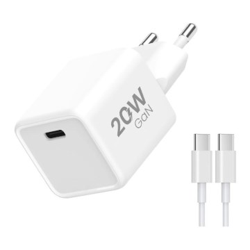 Winner Group- Adaptador de carregamento rápido 1xUSB-C PD 20W + cabo USB USB-C / USB-C 1m