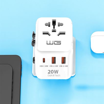 Winner Group - Adaptador de viagem com carregamento rápido Power Delivery 20W, branco