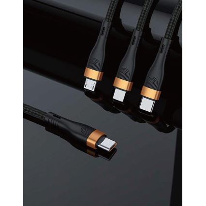 Winner Group - Cabo USB 3em1 USB-C / Lightning, USB-C e Micro USB 100W 1,5m preto