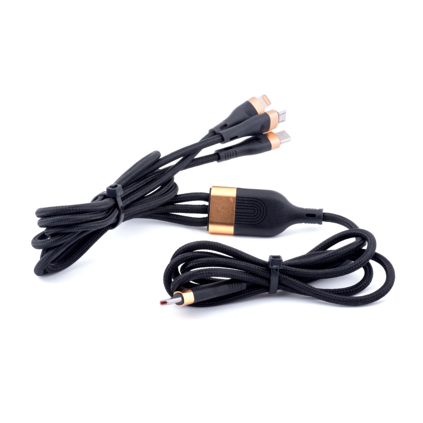 Winner Group - Cabo USB 3em1 USB-C / Lightning, USB-C e Micro USB 100W 1,5m preto