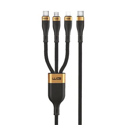 Winner Group - Cabo USB 3em1 USB-C / Lightning, USB-C e Micro USB 100W 1,5m preto