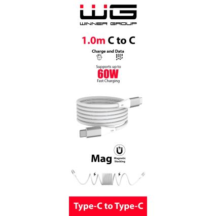 Winner Group - Cabo USB magnético USB-C / USB-C 60W 1m branco