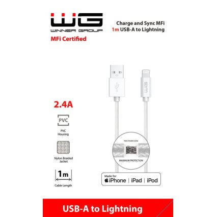 Winner Group - Cabo USB MFI Lightning / USB-A 1m branco