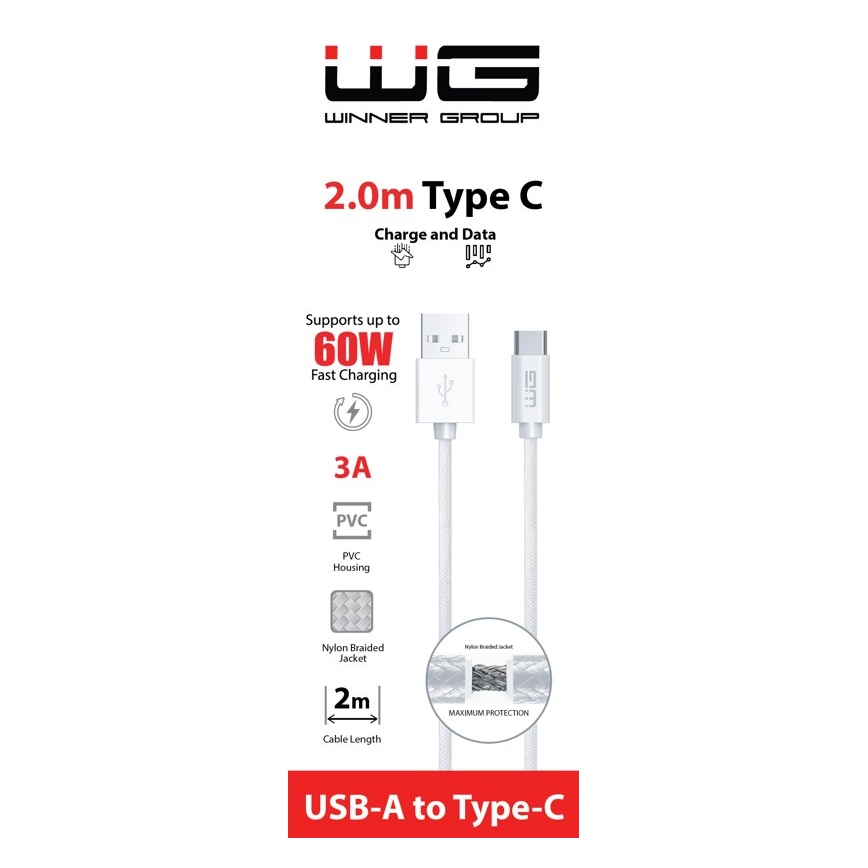 Winner Group - cabo USB USB-C / USB-A 2m branco