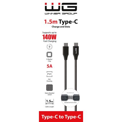 Winner Group - cabo USB USB-C / USB-C 140W 1,5m preto