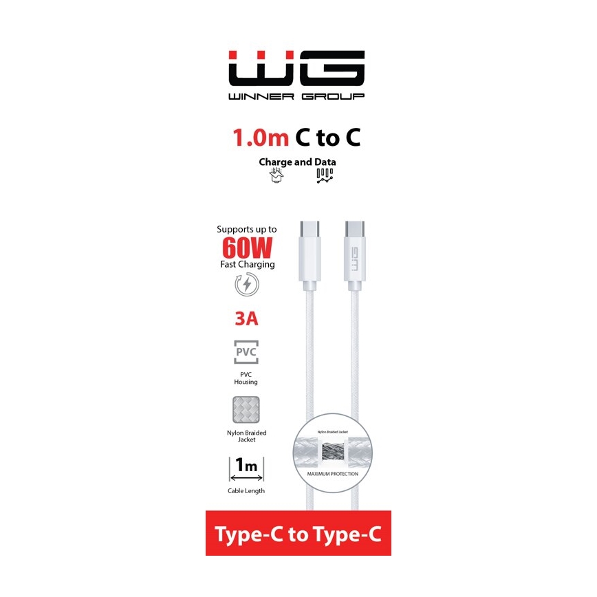 Winner Group - cabo USB USB-C / USB-C 1m branco