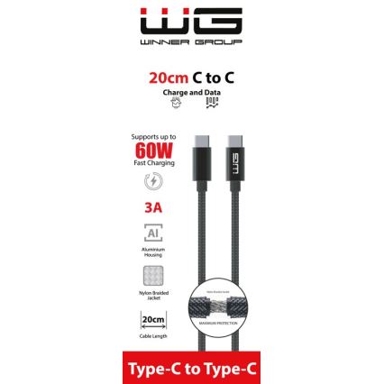 Winner Group - cabo USB USB-C / USB-C 20cm preto