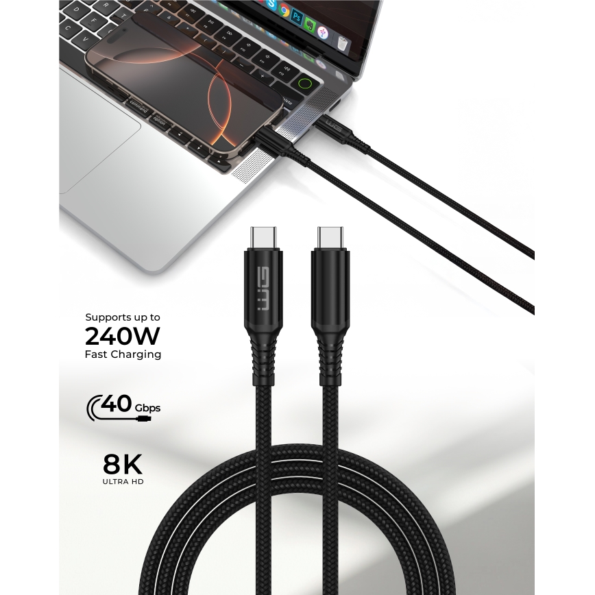 Winner Group - cabo USB USB-C / USB-C 240W 1m preto