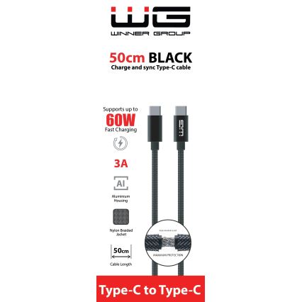 Winner Group - cabo USB USB-C / USB-C 50cm preto