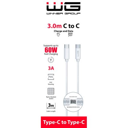 Winner Group - Cabo USB USB-C / USB-C 60W 3m branco