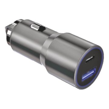 Winner Group - Carregador de carro 1xUSB-C + 1xUSB-A Power Delivery 58,5W prateado